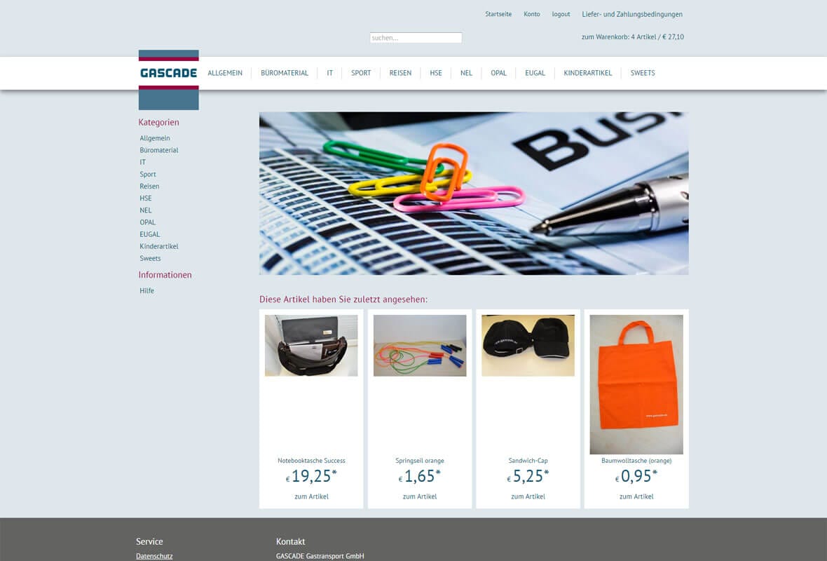 Screenshot Gascade Shop