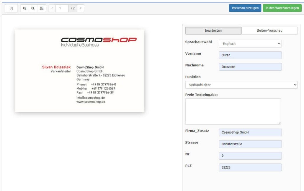web2print konfigurator leadprint cosmoshop
