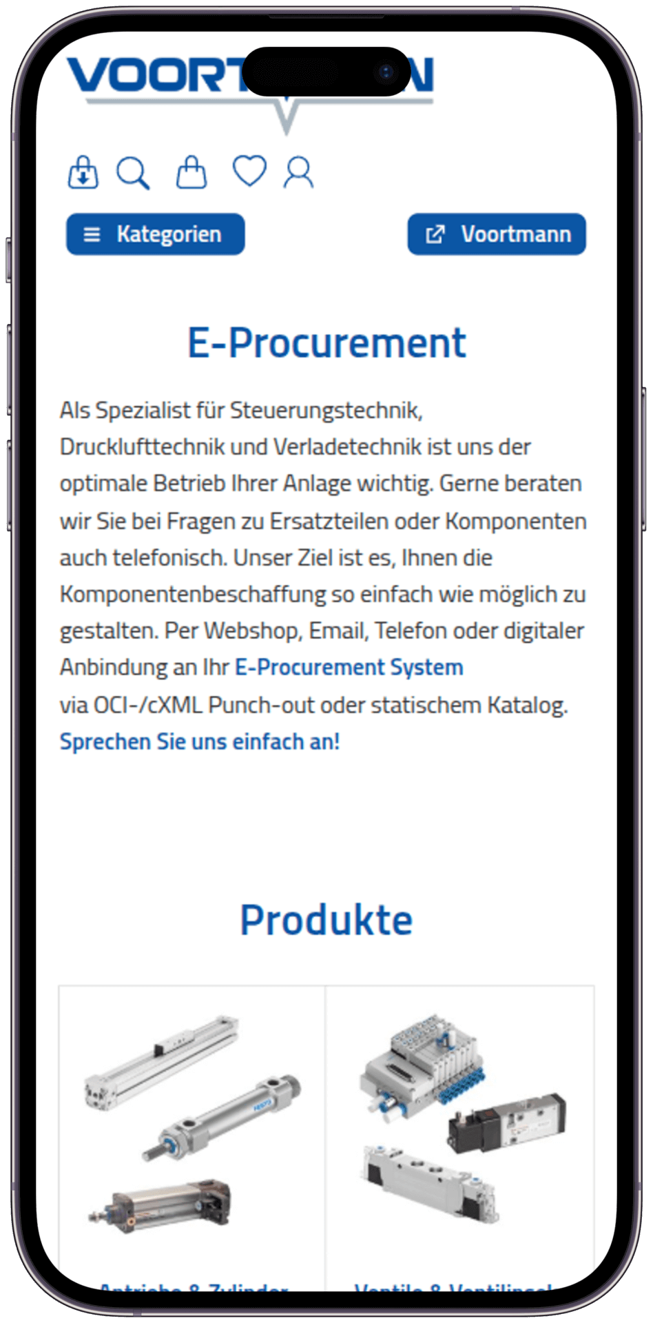 Voortmann Steuerungstechnik B2B Bestellsystem mit responsive Optimierung